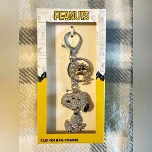 Peanuts Silver Snoopy Rhinestone Bag Charm